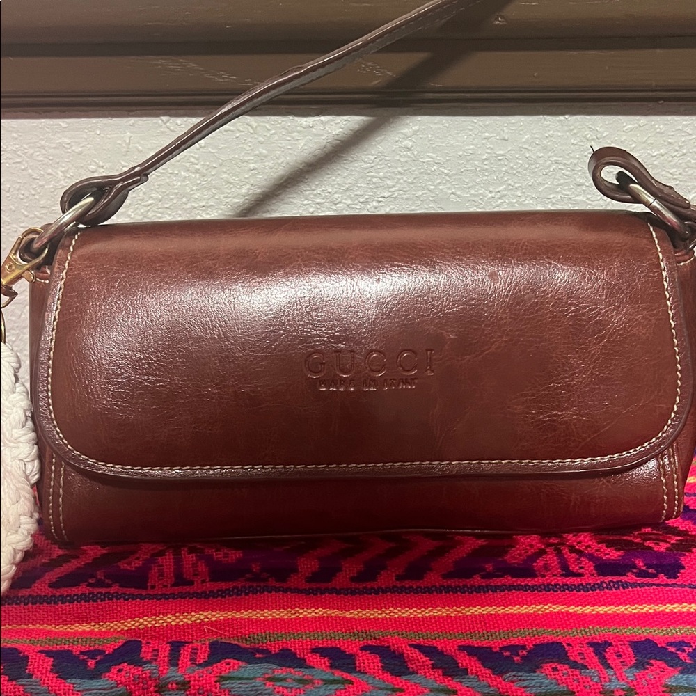 Vintage 60s/70s Gucci Rich Brown Leather Shoulder Bag